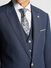 Remus Uomo Navy Blue Tapered Fit Linen-Blend Suit Jacket - Image 4 of 6