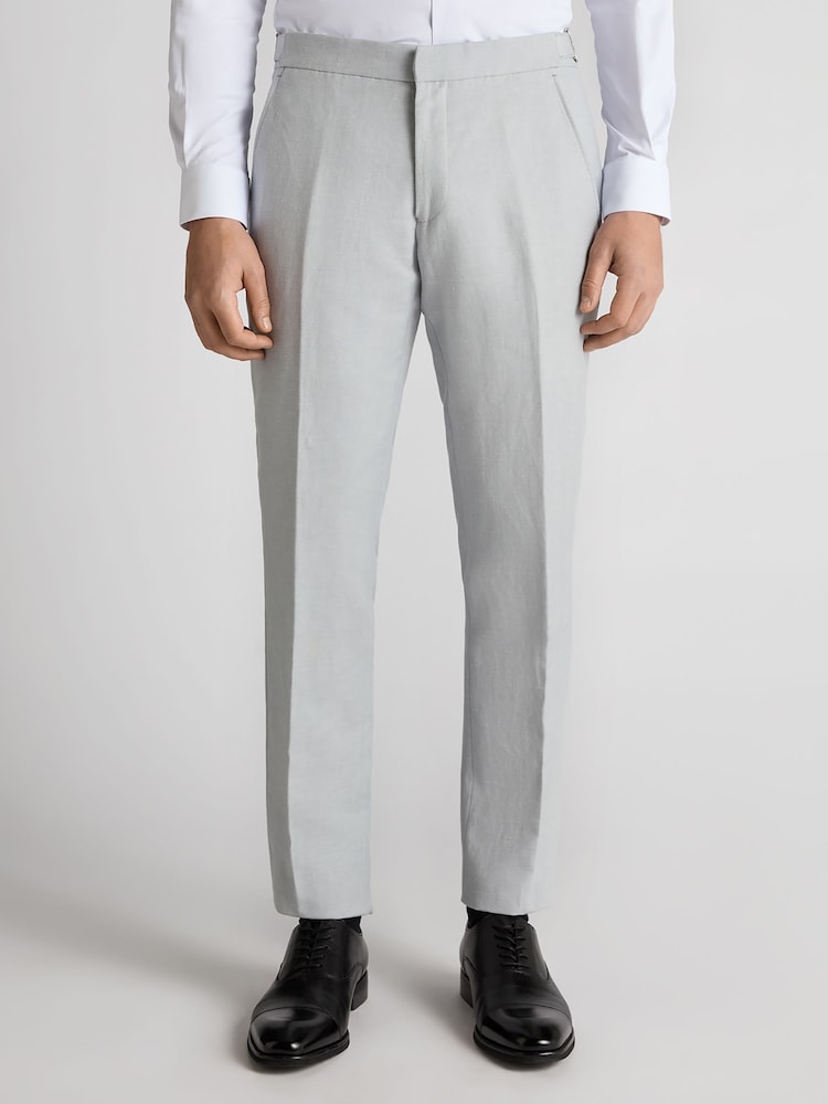 Remus Uomo Slim Leg Linen-Blend Formal Trousers - Imagen 1 de 6
