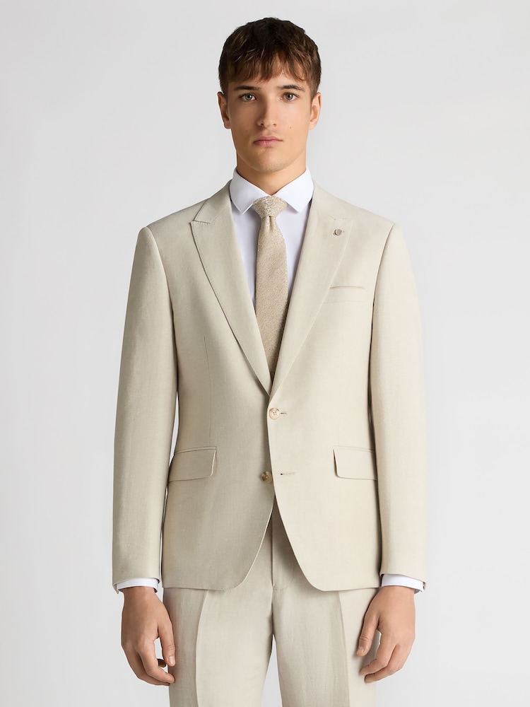 Remus Uomo Cream Tapered Fit Linen-Blend Suit Jacket - Image 1 of 5