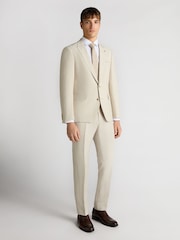 Remus Uomo Cream Tapered Fit Linen-Blend Suit Jacket - Image 2 of 5