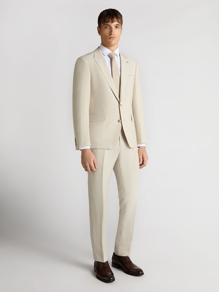 Remus Uomo Cream Tapered Fit Linen-Blend Suit Jacket - Image 2 of 5