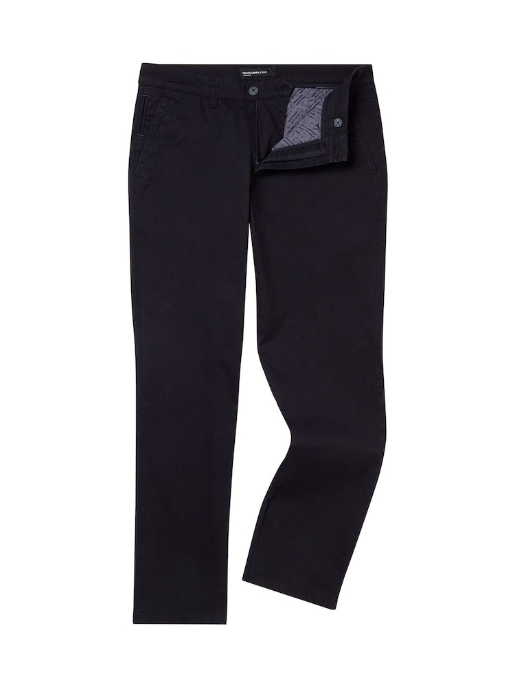 Remus Uomo Blue Straight Leg Cotton Stretch Chino Trousers - Image 6 of 6