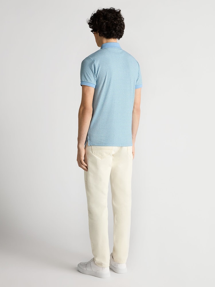 Remus Uomo Blue Tapered Fit Cotton-Blend Polo Shirt - Image 2 of 4