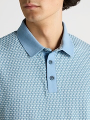 Remus Uomo Blue Tapered Fit Cotton-Blend Polo Shirt - Image 3 of 4