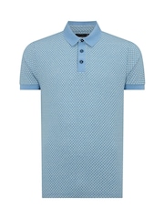 Remus Uomo Blue Tapered Fit Cotton-Blend Polo Shirt - Image 4 of 4