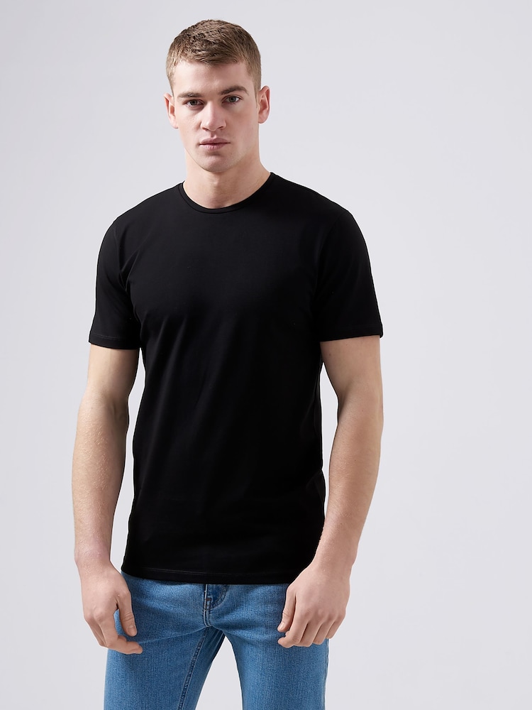 Schwarz - Remus Uomo Tapered Fit Cotton Stretch T-Shirt - Bild 1 von 6
