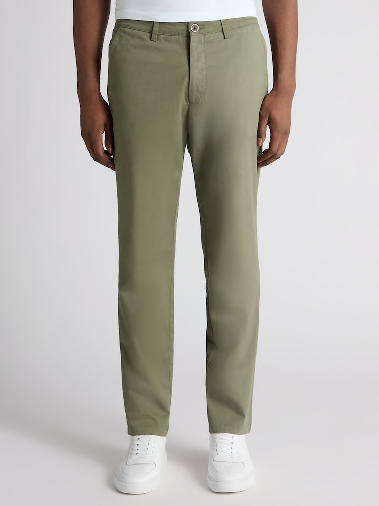 Remus Uomo Green Straight Leg Cotton Stretch Chino Trousers - Image 1 of 5