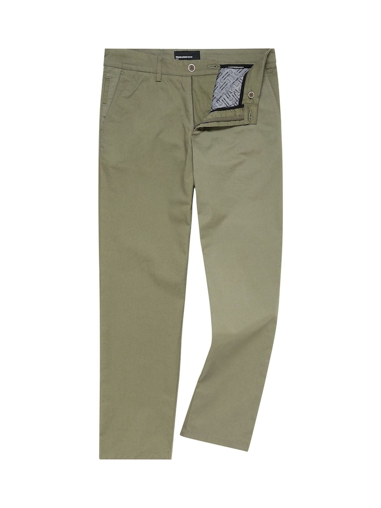 Remus Uomo Green Straight Leg Cotton Stretch Chino Trousers - Image 5 of 5