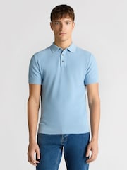 Remus Uomo Blue Slim Fit 100% Cotton Interest Fabric Polo Shirt - Image 1 of 6
