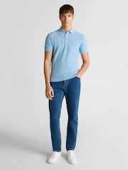 Remus Uomo Blue Slim Fit 100% Cotton Interest Fabric Polo Shirt - Image 2 of 6