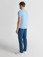 Remus Uomo Blue Slim Fit 100% Cotton Interest Fabric Polo Shirt - Image 3 of 6