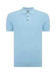 Remus Uomo Blue Slim Fit 100% Cotton Interest Fabric Polo Shirt - Image 6 of 6