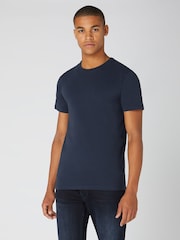 Hellblau - Remus Uomo Tapered Fit Cotton Stretch T-Shirt - Bild 1 von 5