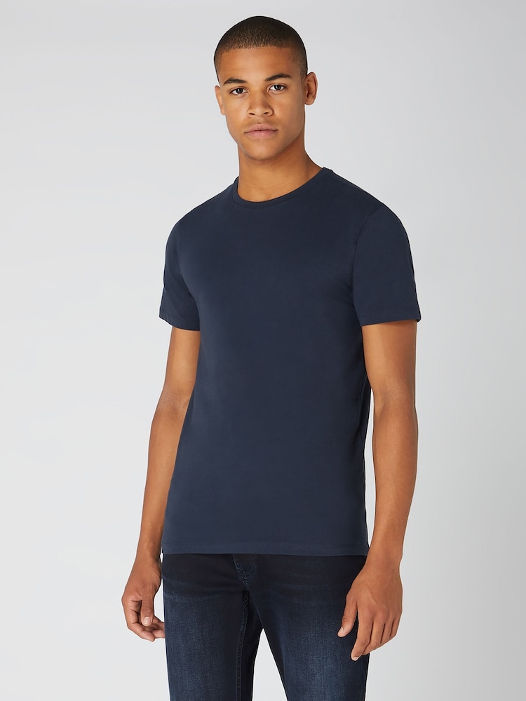 Hellblau - Remus Uomo Tapered Fit Cotton Stretch T-Shirt - Bild 1 von 5