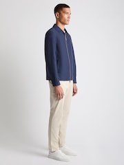 Remus Uomo Light Blue Regular Fit Two-Way Zip Shirt Jacket - Image 4 of 6