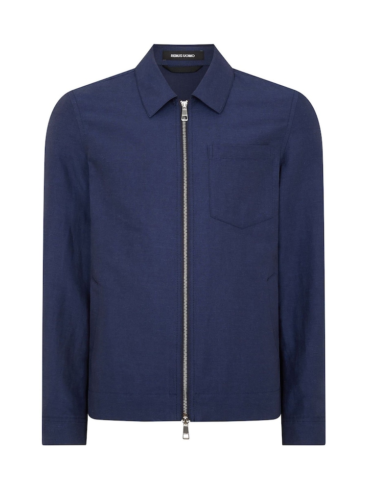 Remus Uomo Light Blue Regular Fit Two-Way Zip Shirt Jacket - Image 6 of 6