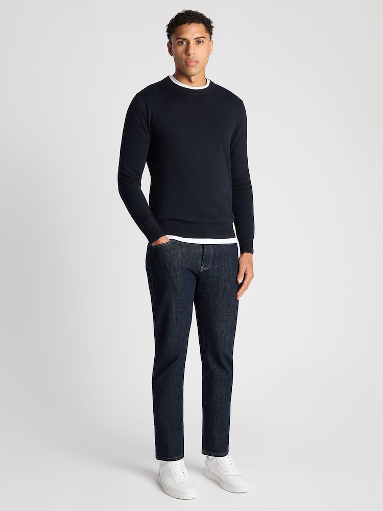 Remus Uomo Light Blue Tapered Fit 100% Cotton Crew Neck Jumper - Image 2 of 6