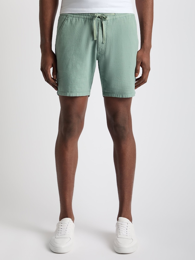 Verde - Shorts Remus Uomo Slim Fit algodão-Linen - Imagem 1 de 6