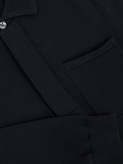 Reiss Navy Clinton Cotton Concealed Placket Polo Shirt - Image 6 of 6