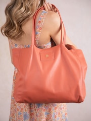 Lakeland Leather Orange Tarnly Tote Bag - Image 8 of 8