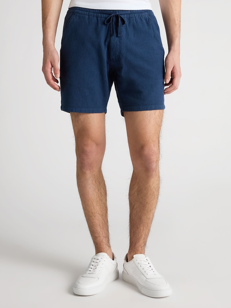 Remus Uomo Blue Slim Fit Cotton-Linen Shorts - Image 1 of 6