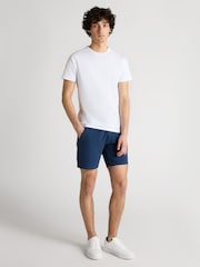 Remus Uomo Blue Slim Fit Cotton-Linen Shorts - Image 2 of 6