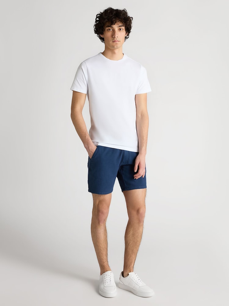 Remus Uomo Blue Slim Fit Cotton-Linen Shorts - Image 2 of 6