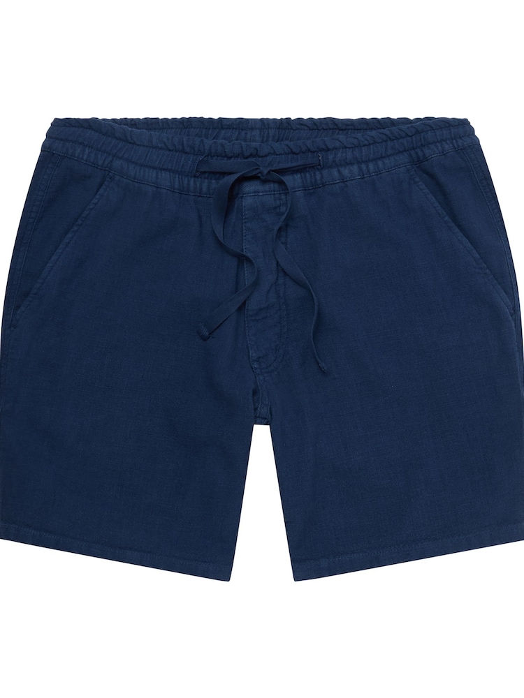 Remus Uomo Blue Slim Fit Cotton-Linen Shorts - Image 6 of 6