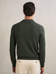 Reiss Forest Green Gideon Wool V-Stitch Button-Through Cardigan - Image 4 of 5