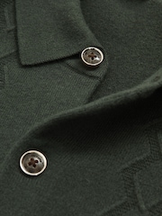 Reiss Forest Green Gideon Wool V-Stitch Button-Through Cardigan - Image 5 of 5