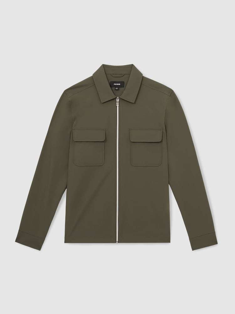Reiss Green Ascend Technical Zip-Through Overshirt - Image 2 of 6
