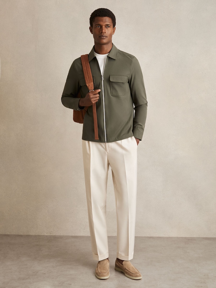 Reiss Green Ascend Technical Zip-Through Overshirt - Image 3 of 6