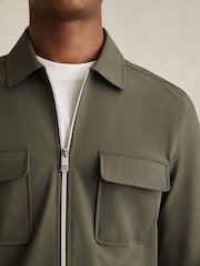 Reiss Green Ascend Technical Zip-Through Overshirt - Image 4 of 6