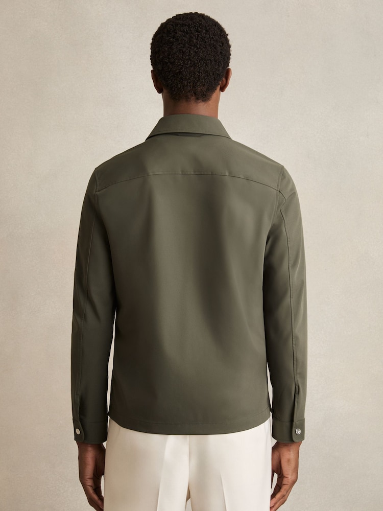 Reiss Green Ascend Technical Zip-Through Overshirt - Image 5 of 6