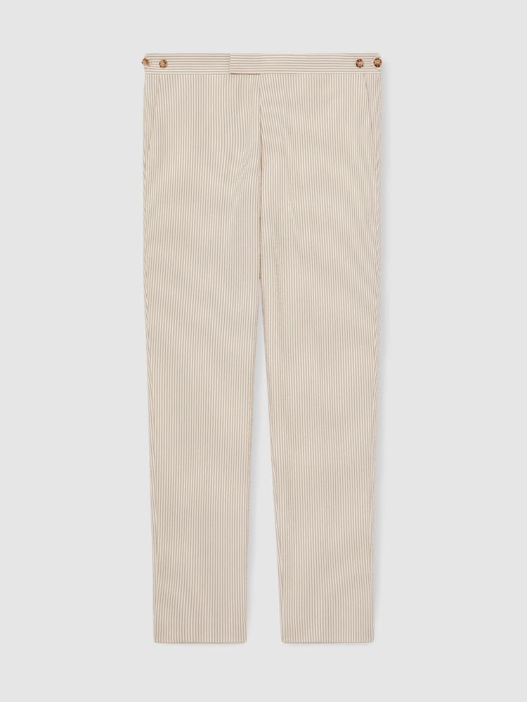 Reiss Oatmeal/White Bay Seersucker Slim-Fit Suit Trousers - Image 2 of 6