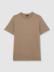 Reiss Light Taupe Brown Bless Cotton Crew-Neck T-Shirt - Image 2 of 7