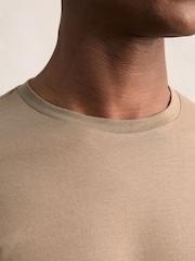 Reiss Light Taupe Brown Bless Cotton Crew-Neck T-Shirt - Image 4 of 7