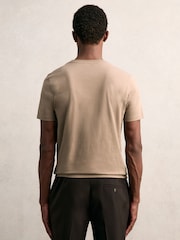Reiss Light Taupe Brown Bless Cotton Crew-Neck T-Shirt - Image 5 of 7