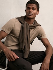 Reiss Light Taupe Brown Bless Cotton Crew-Neck T-Shirt - Image 6 of 7