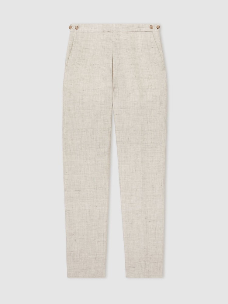 Reiss Stone Bloomfield Linen-Cotton Slim-Fit Suit Trousers - Image 2 of 7