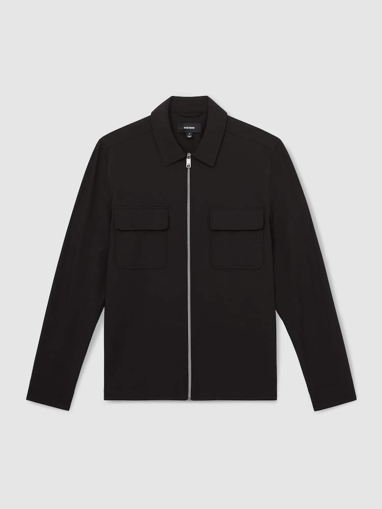 Reiss Black Ascend Technical Zip-Through Overshirt - Image 2 of 7