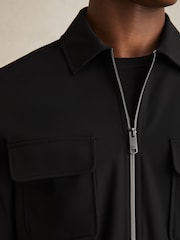Reiss Black Ascend Technical Zip-Through Overshirt - Image 5 of 7