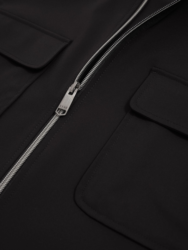 Reiss Black Ascend Technical Zip-Through Overshirt - Image 7 of 7