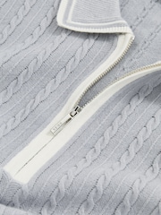 Reiss Soft Blue Jarvis Micro-Cable Half-Zip Polo Shirt - Image 5 of 5