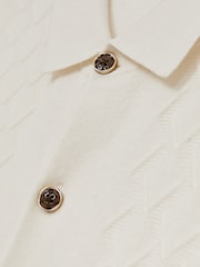 Reiss Off White Gideon Wool V-Stitch Button-Through Cardigan - Image 5 of 5