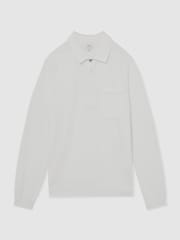 Reiss White Clinton Cotton Concealed Placket Polo Shirt - Image 2 of 6