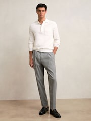Reiss White Clinton Cotton Concealed Placket Polo Shirt - Image 3 of 6