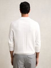 Reiss White Clinton Cotton Concealed Placket Polo Shirt - Image 5 of 6