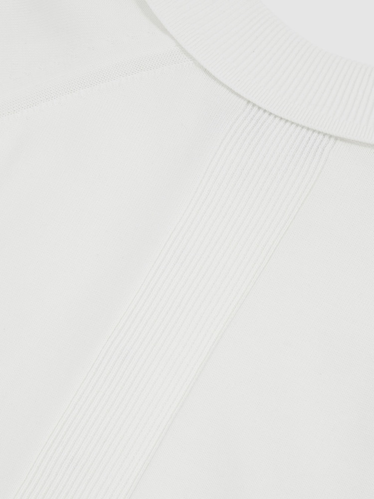 Reiss White Clinton Cotton Concealed Placket Polo Shirt - Image 6 of 6