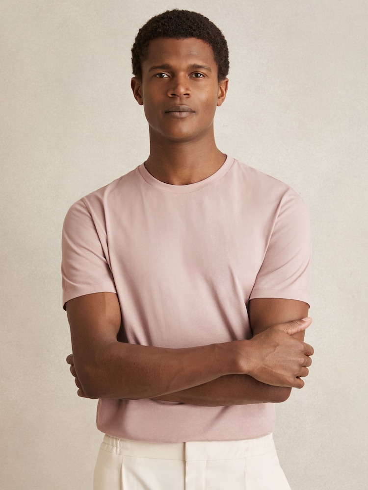 Reiss Soft Pink Bless Cotton Crew-Neck T-Shirt - Image 1 of 6